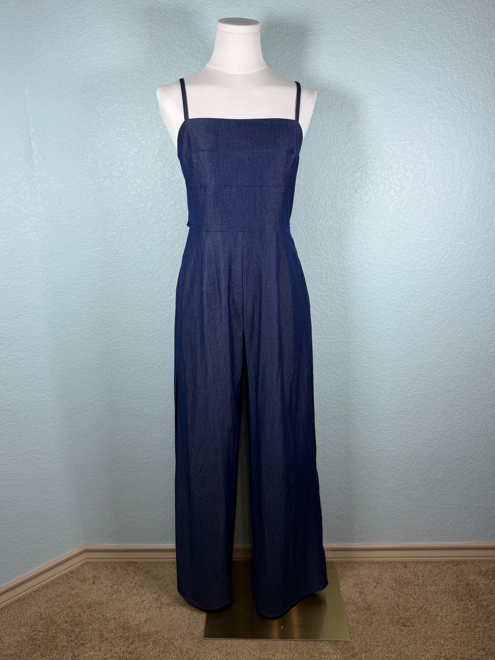 Trixxi Navy Square-Neck Wide Leg Jumpsuit